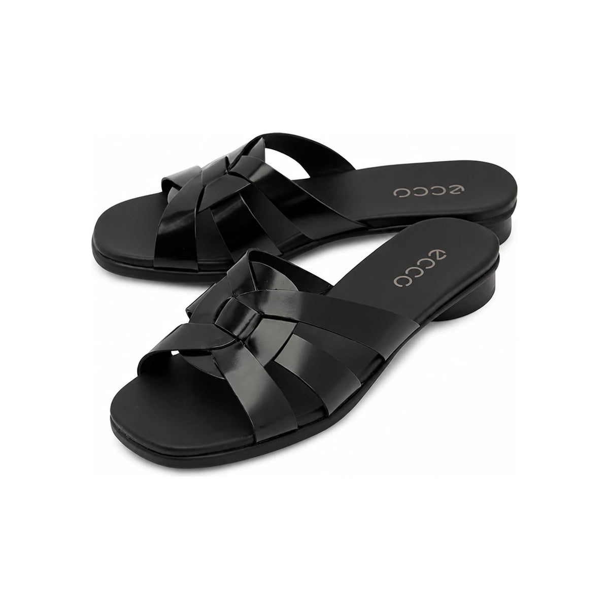 ecco Scalloped Alba 25 Women’s Leather Slide Sandals Black