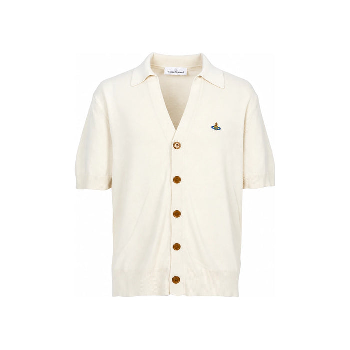 Vivienne Westwood Men’s Short Sleeve Collared Cardigan Navy Cotton