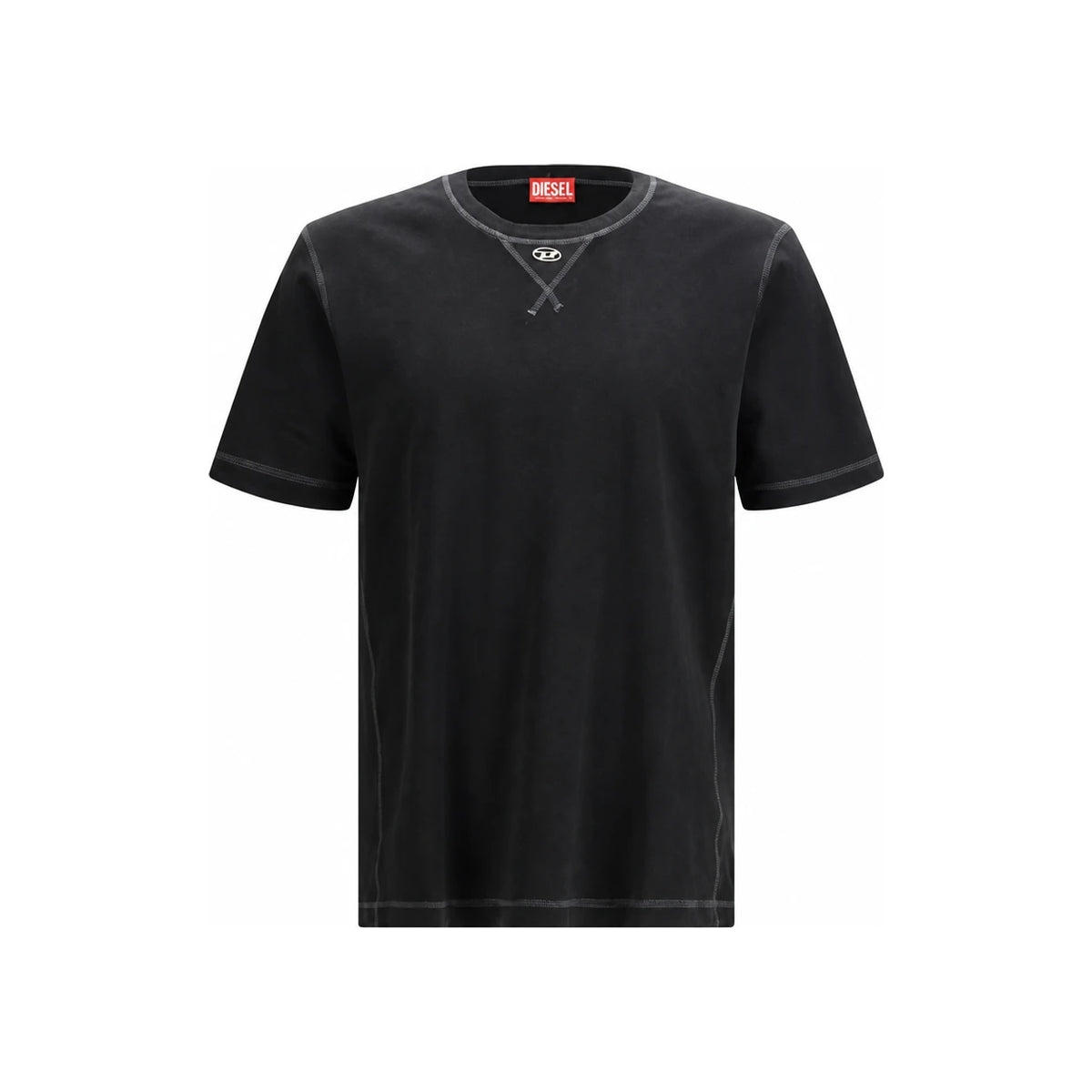 DIESEL Oval D Logo Crewneck Cotton T-Shirt White Men
