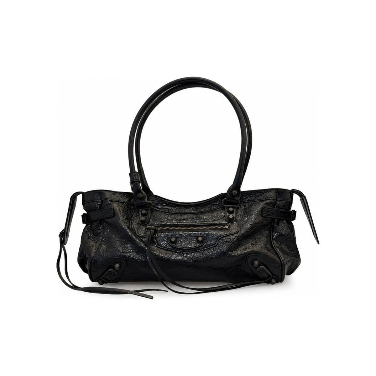 BALENCIAGA Le City East-West Shoulder Bag Black Leather