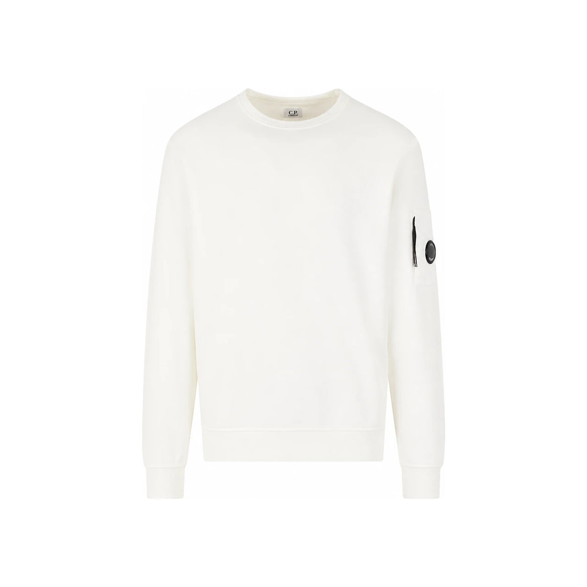 CP Company Light Fleece Crewneck Lens Sweatshirt White Unisex