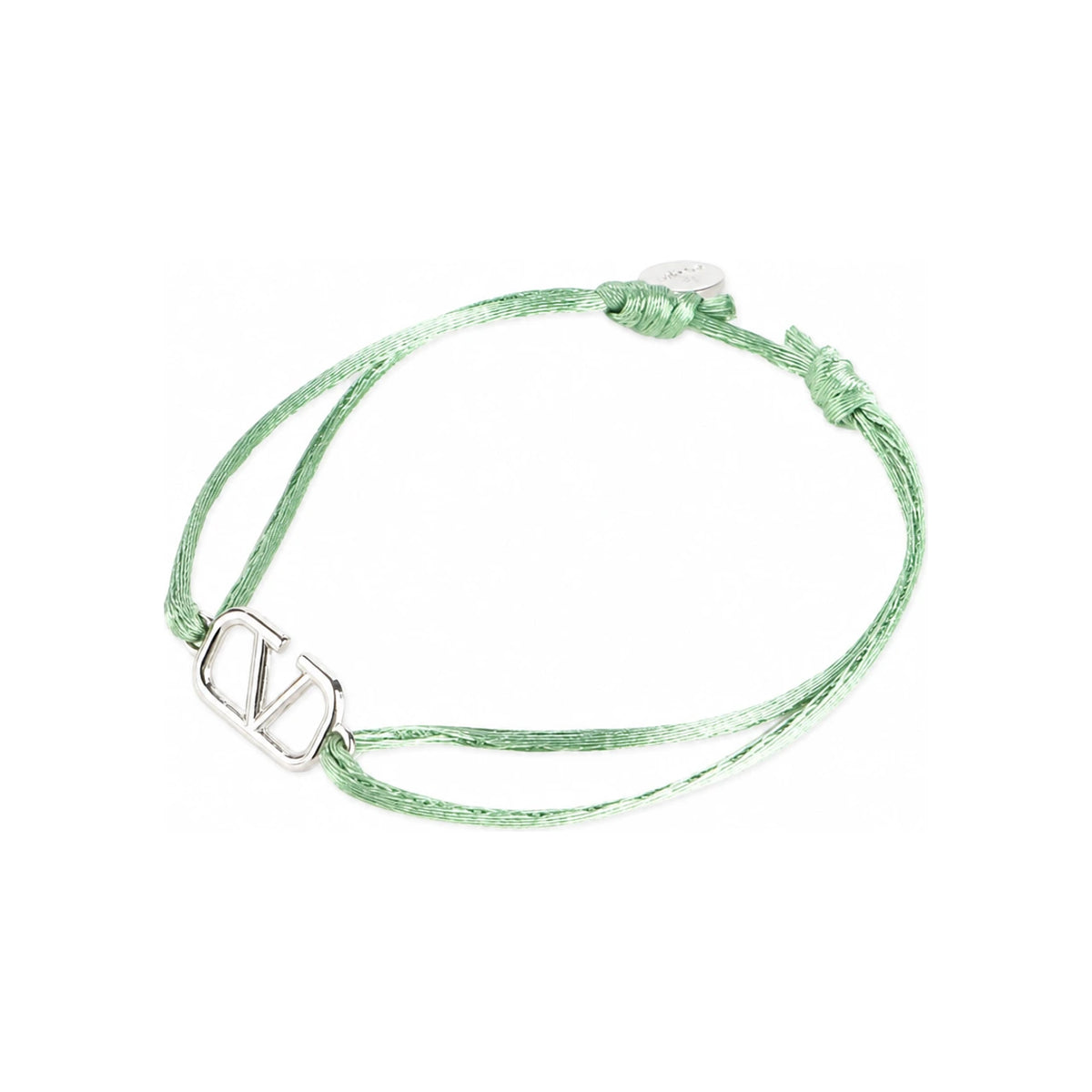 VALENTINO V Logo Signature Knotted Bracelet Unisex Adjustable Green