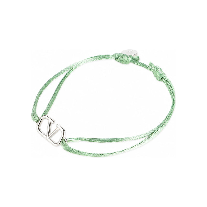 VALENTINO V Logo Signature Knotted Bracelet Unisex Adjustable Green