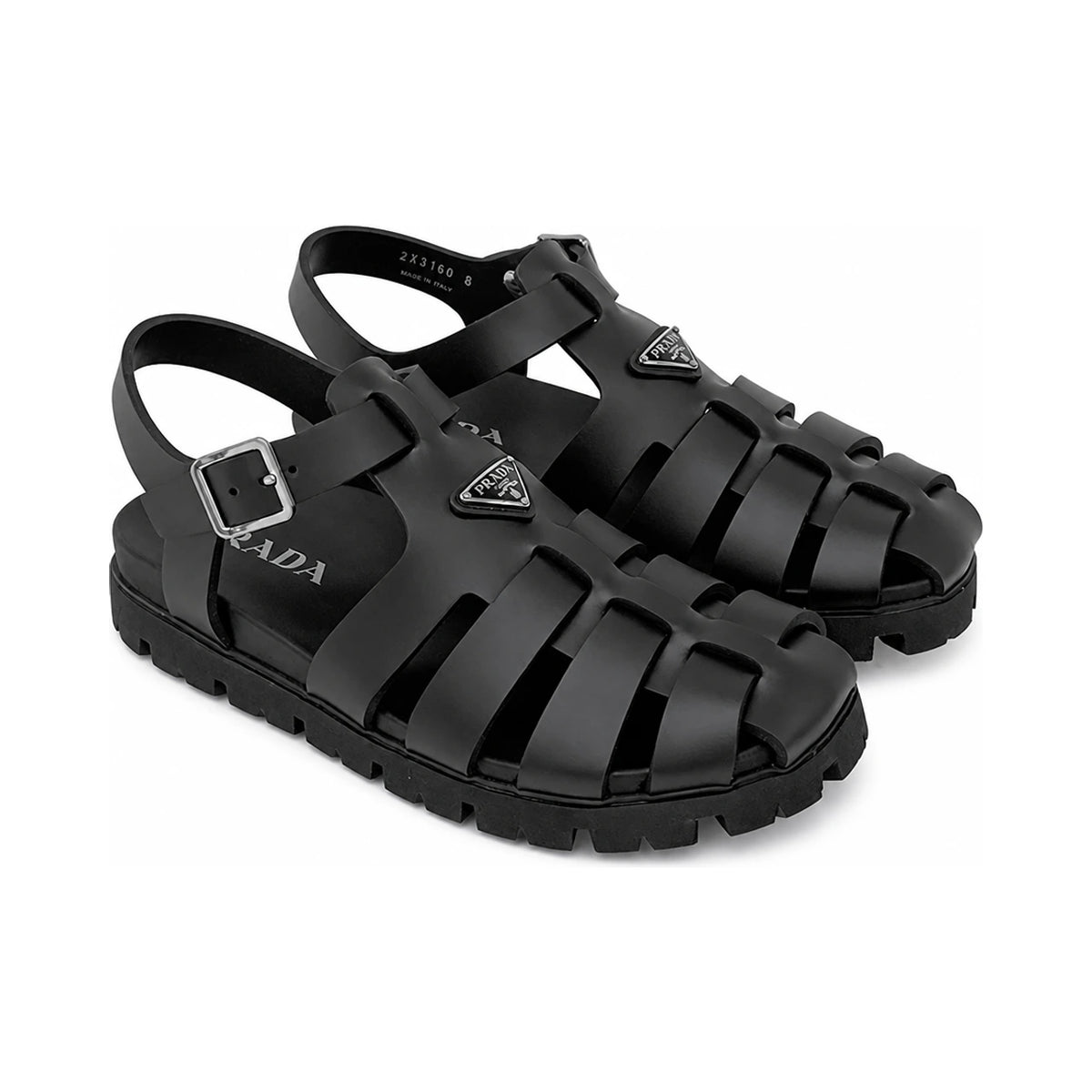PRADA Rubber Fisherman Sandals with Triangle Logo