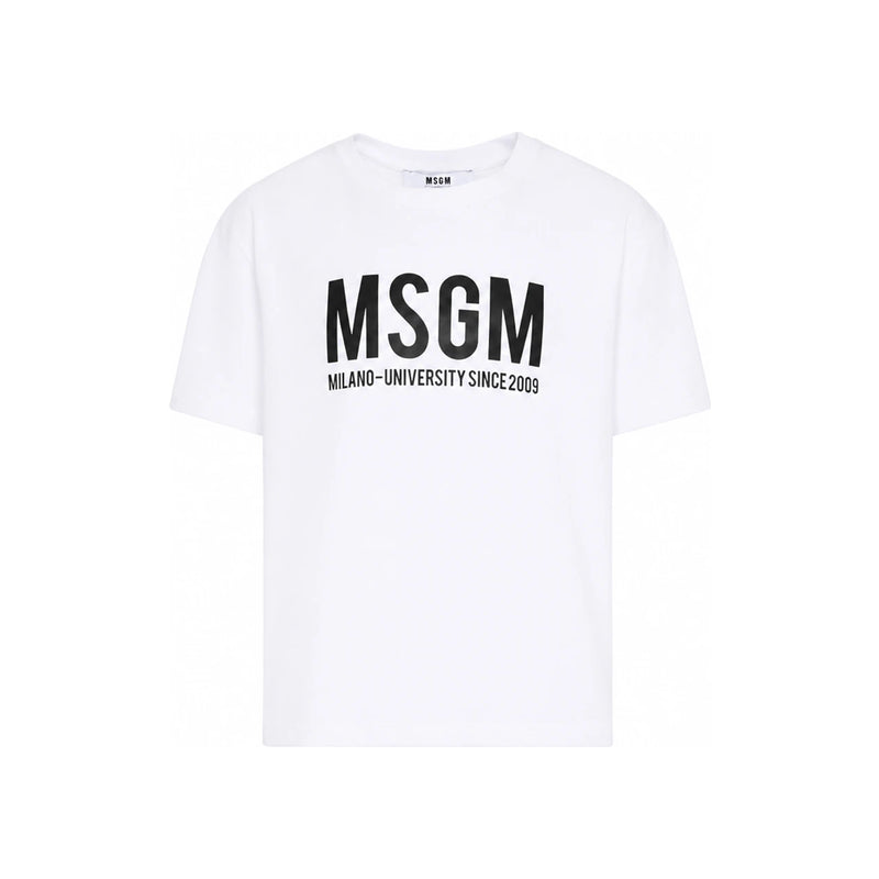 MSGM Kids Womens Jersey T-Shirt White S6MSJUTH051 001
