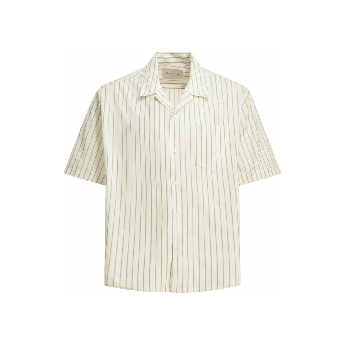 AMI Short Sleeve Shirt for Men HSH833 CO0220 A075 WHITE MATCH DOM
