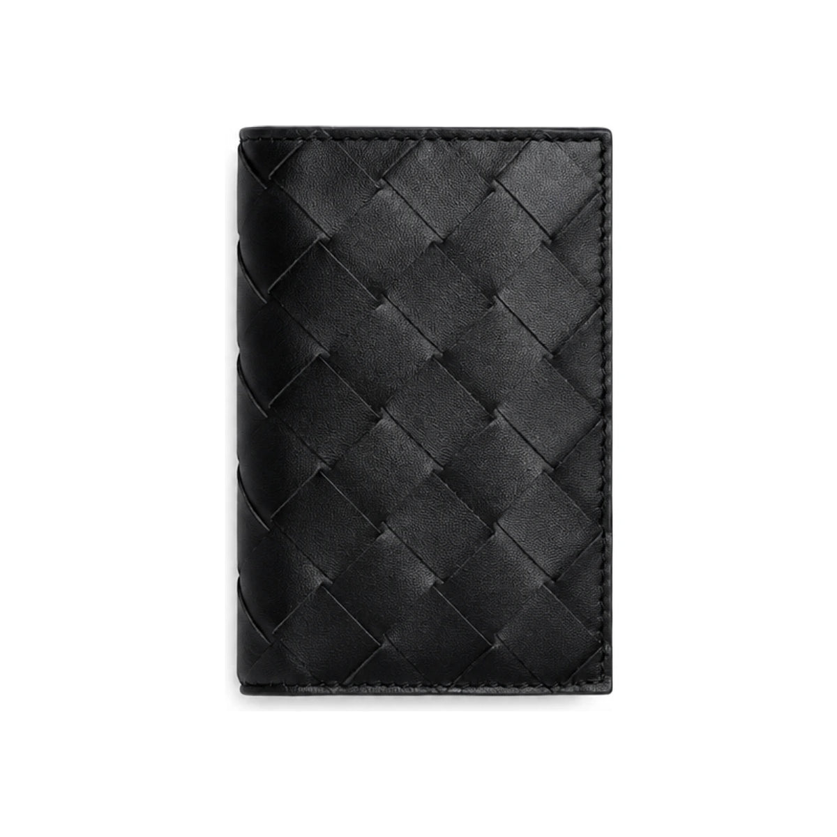 Bottega Veneta Intrecciato Two-Tone Leather Flap Card Case Black Green