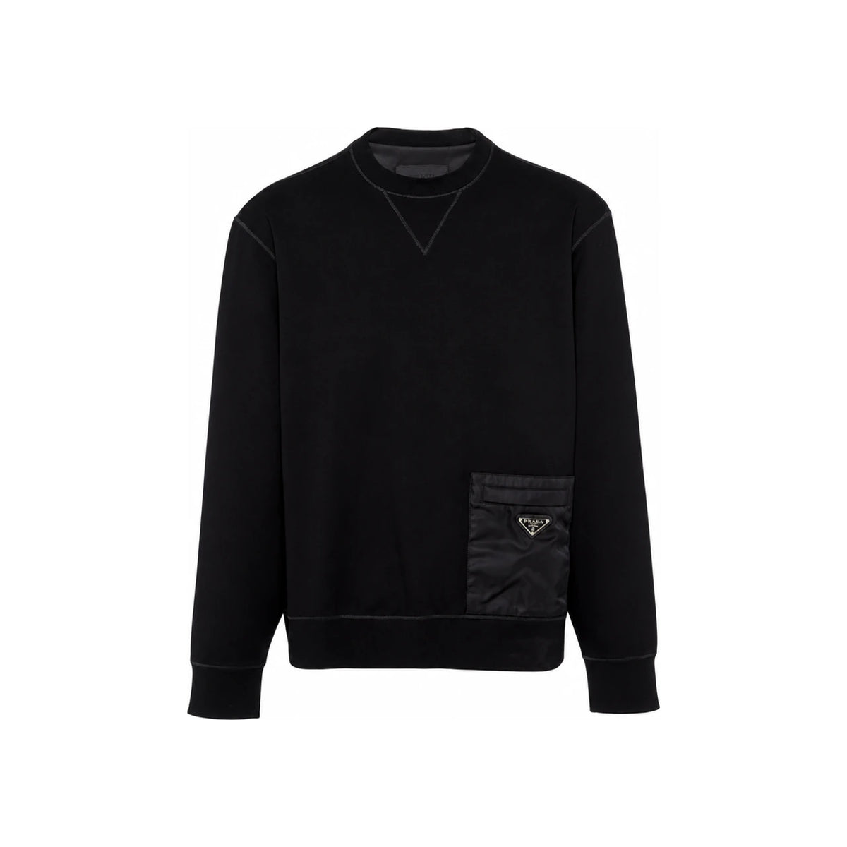 PRADA Black Re-Nylon Technical Fabric Logo Pocket Sweatshirt