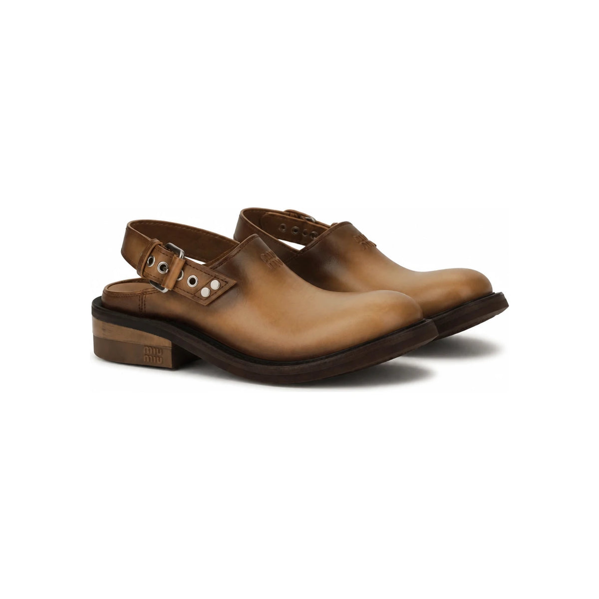 Miu Miu Leather Mules Sandals White Women’s Shoes