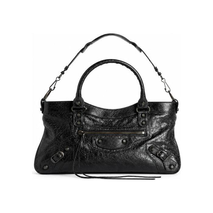 BALENCIAGA Le Cagole City First Leather Tote Bag Black