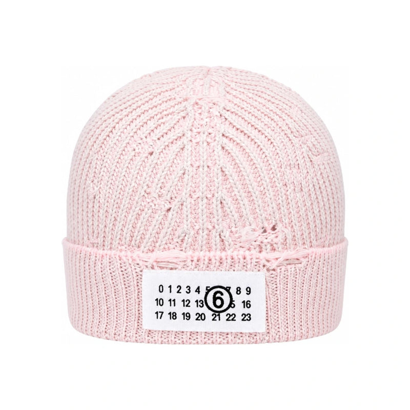 Maison Margiela Number Logo Patch Beanie Gray Knit Men’s