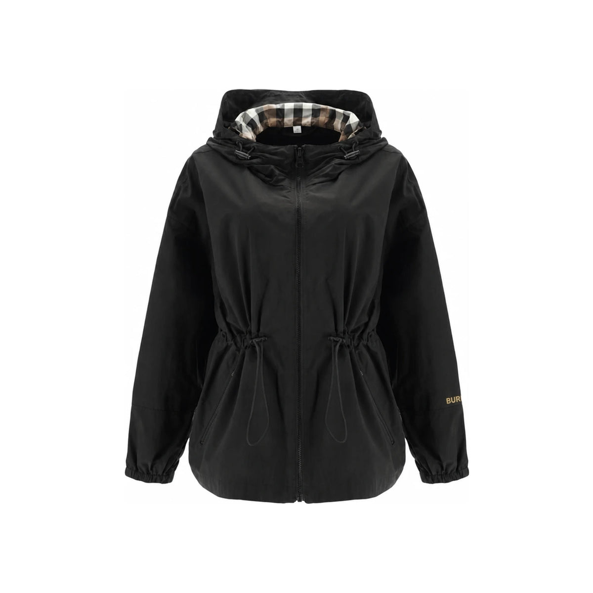 BURBERRY Black Drawstring Short Hooded Jacket 8113654