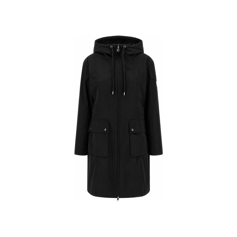 Moncler Logo Patch Long Hooded Jacket Black