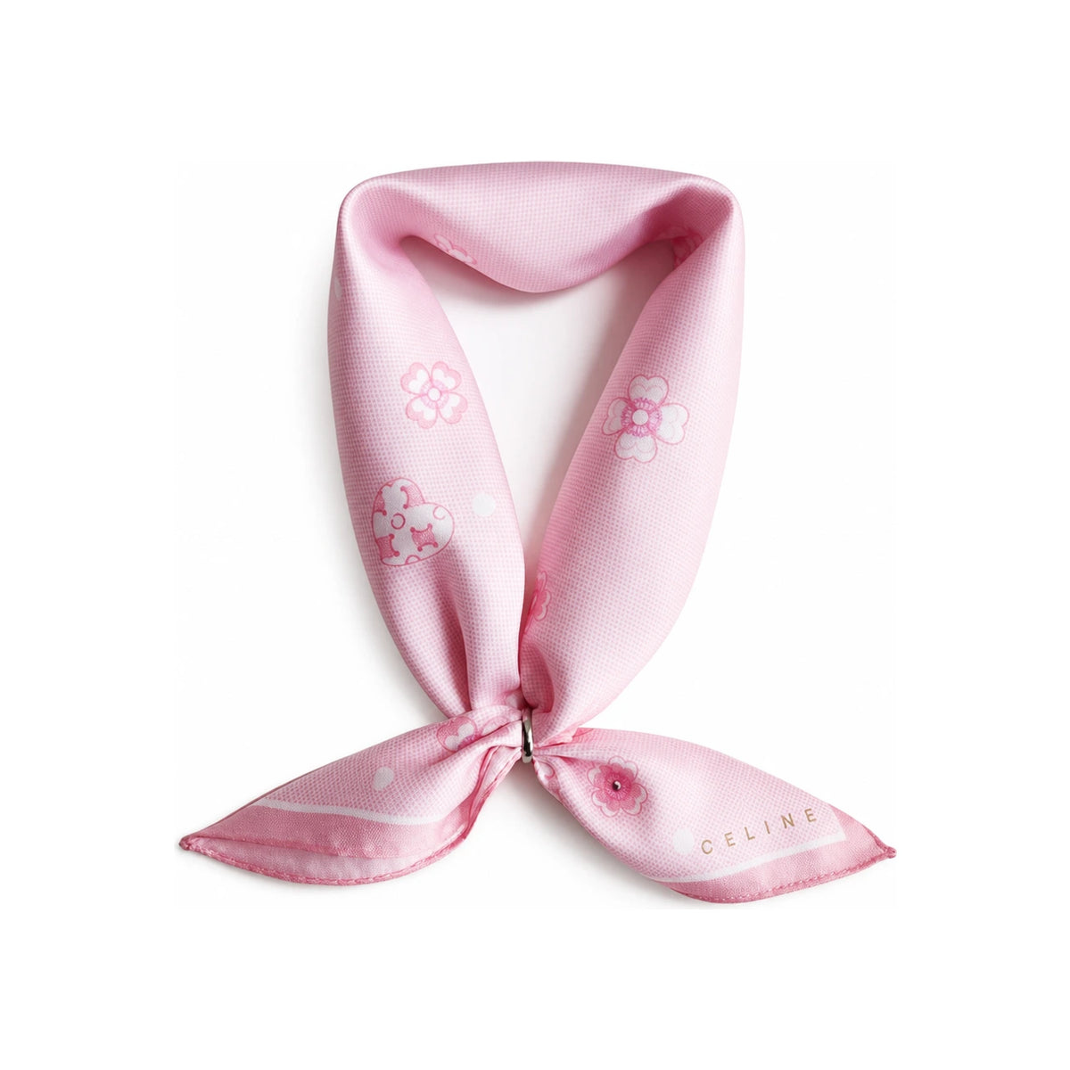 CELINE Heart Dot Handkerchief Petite Scarf