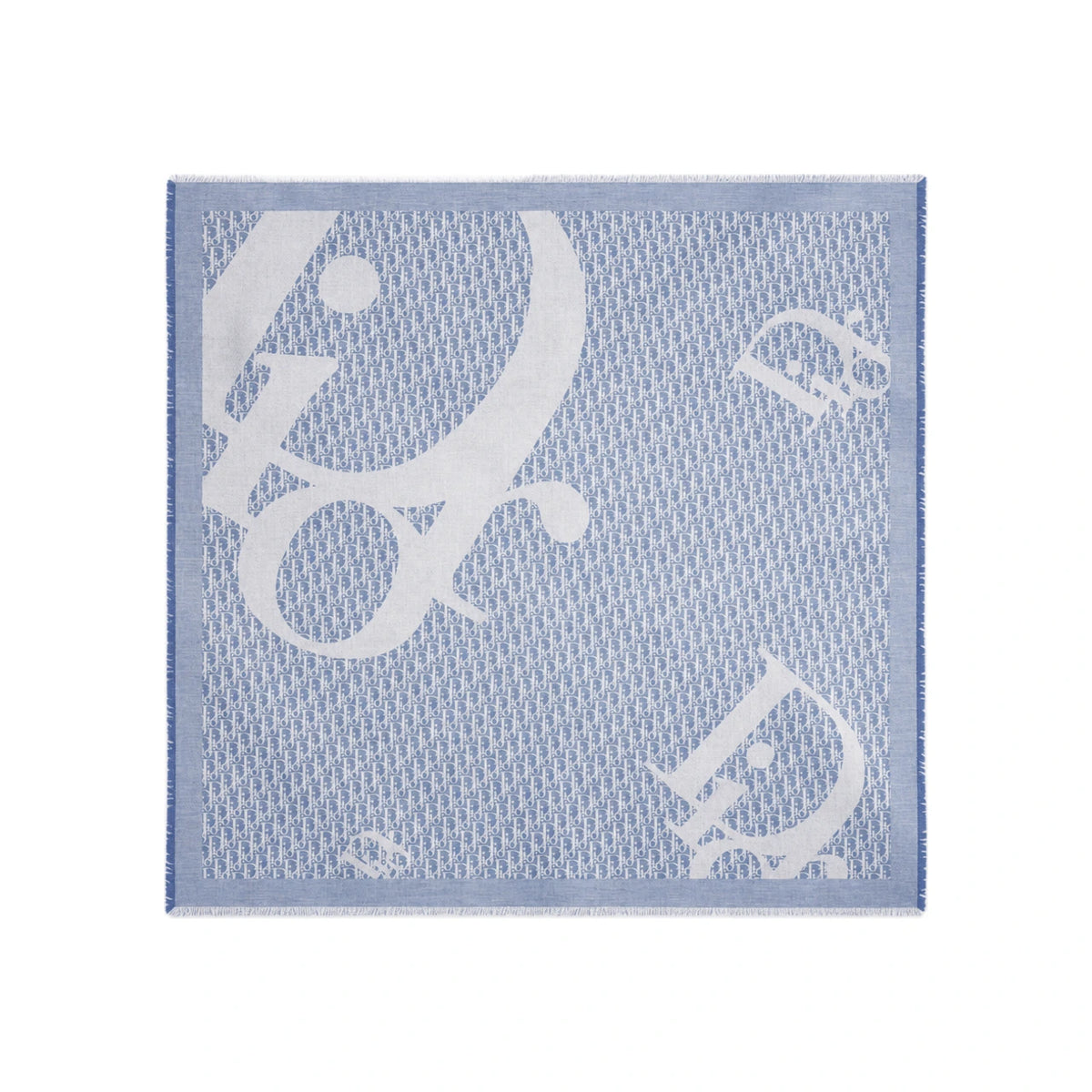 DIOR Denim Blue Cotton Cashmere Silk Jacquard Scarf 62TS120I1054 C527