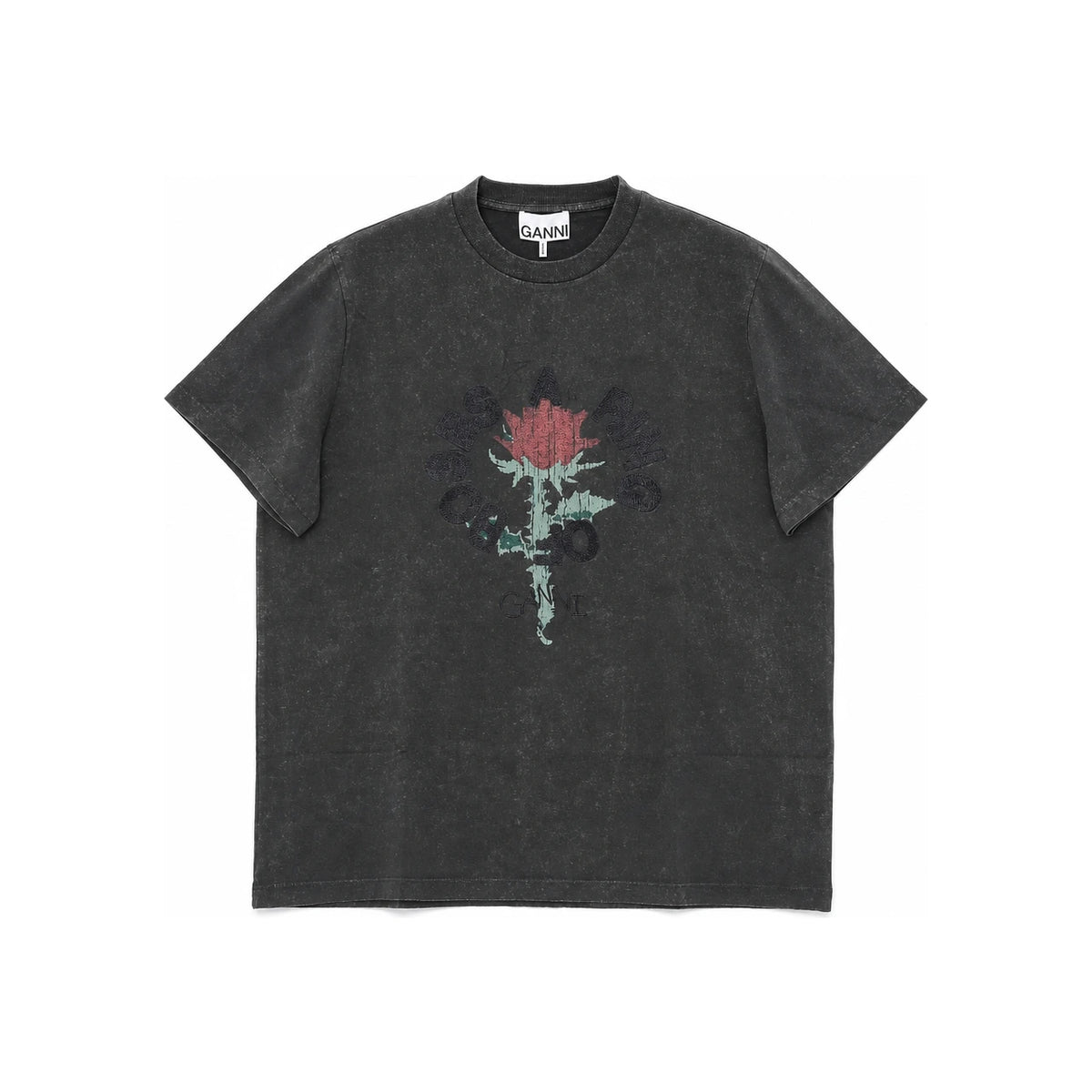 GANNI Rose Graphic Short Sleeve T-Shirt A1050171 252