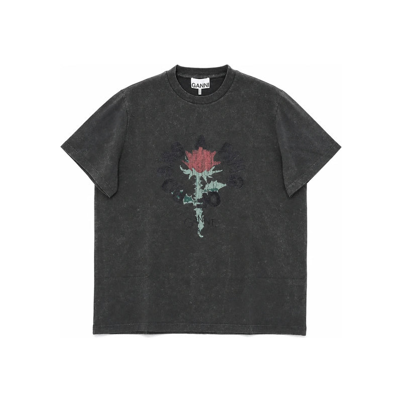GANNI Rose Graphic Short Sleeve T-Shirt A1050171 252