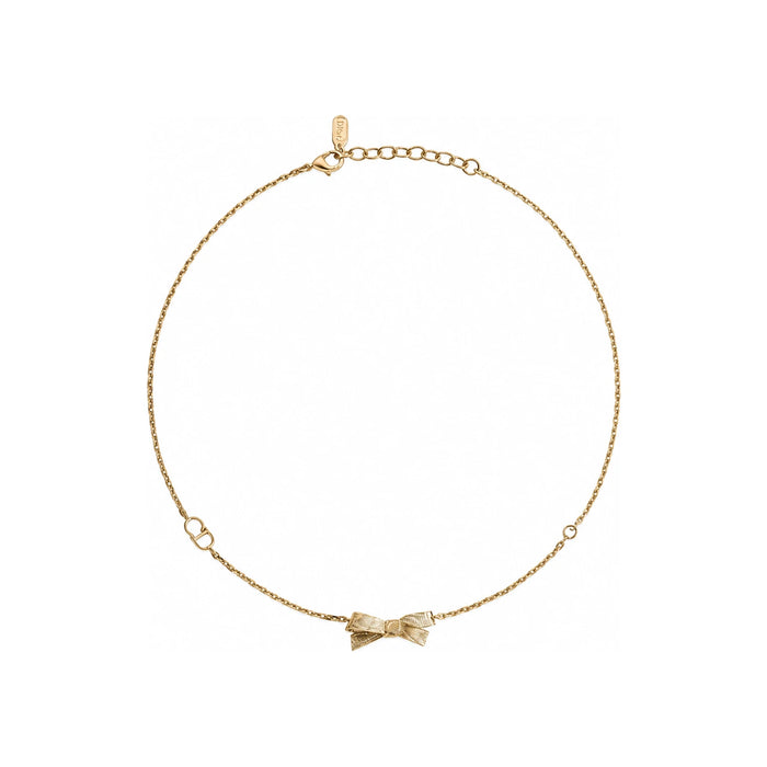 DIOR CD Bow Necklace Gold-Tone Pendant Jewelry