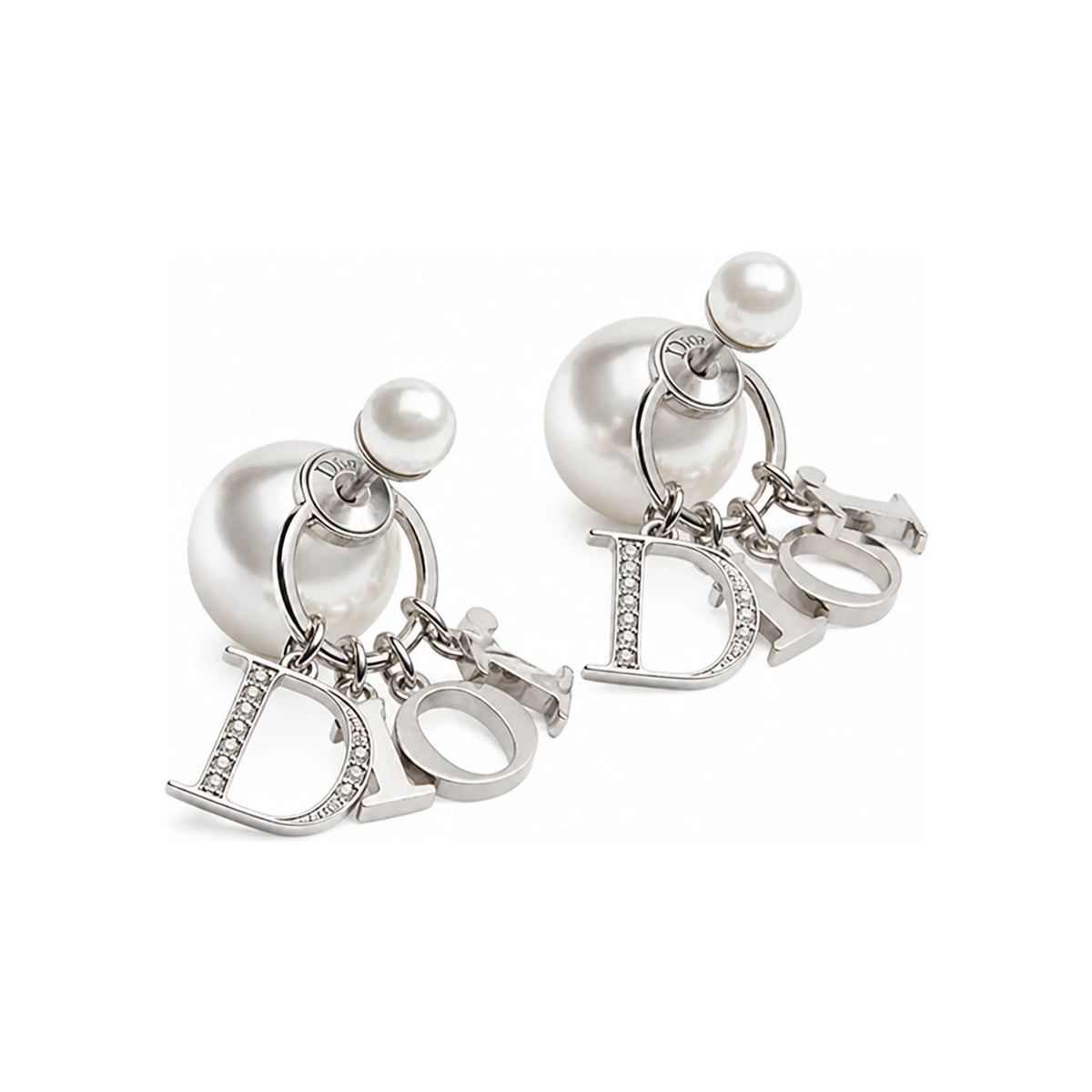 DIOR Tribales Earrings Gold-Tone Metal Pearl Studs