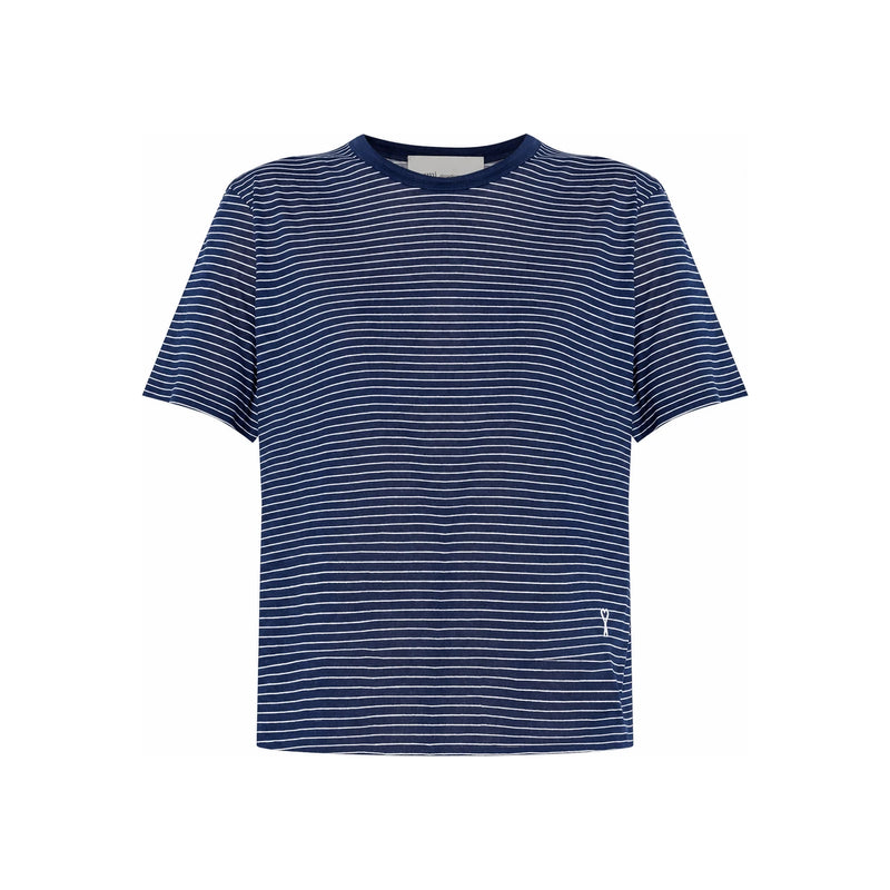 AMI Stripe Cotton Ami de Coeur T-Shirt Ink White Women’s
