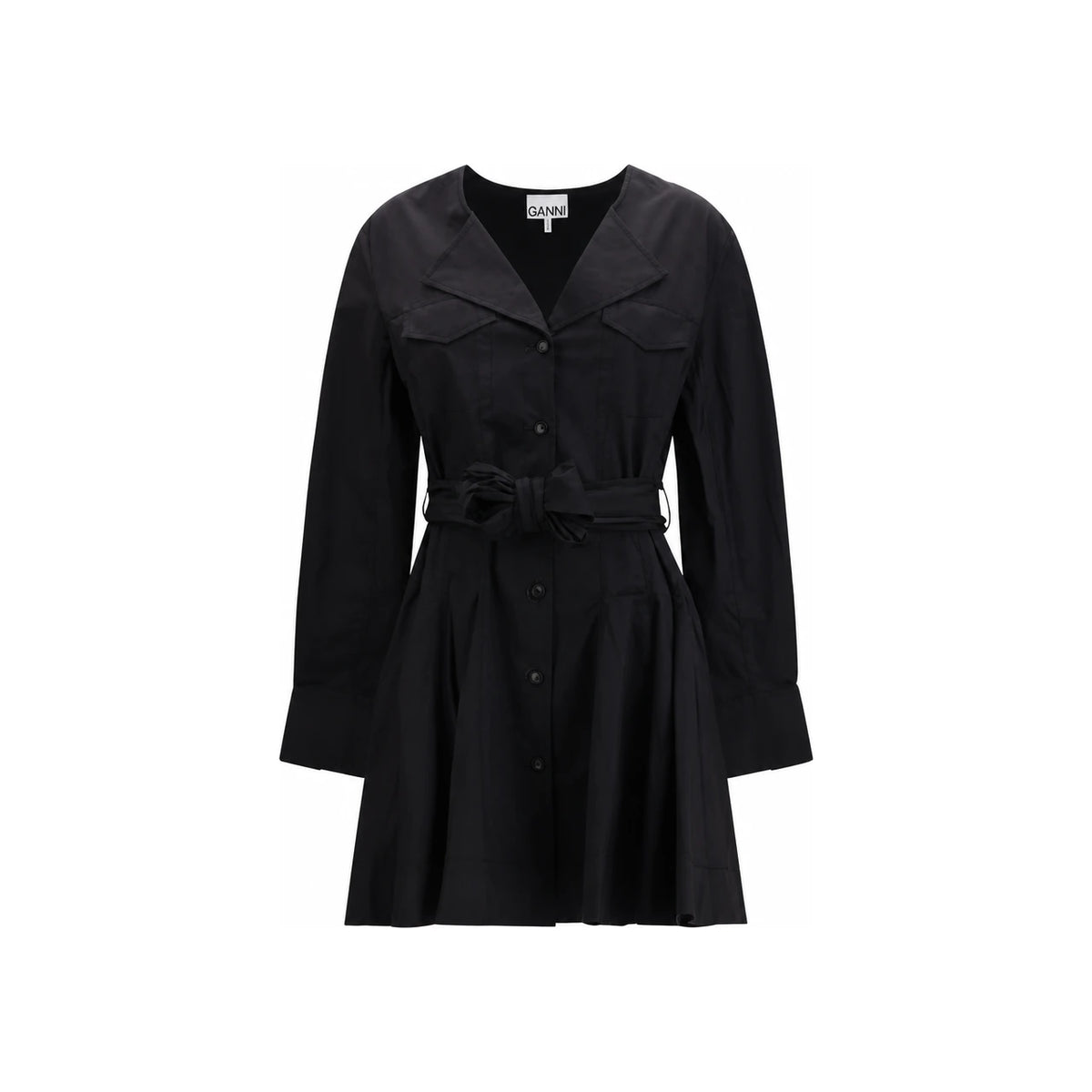 GANNI Black Midi Dress A1030479 099 BLACK DOM