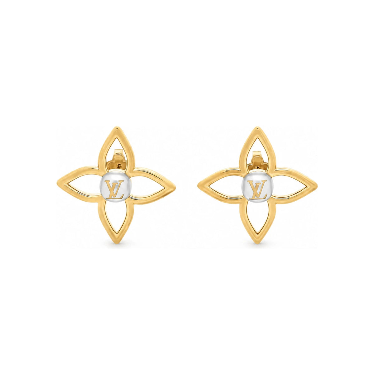 Louis Vuitton Gold-Tone Metal Pearly Flower Stud Earrings M03531