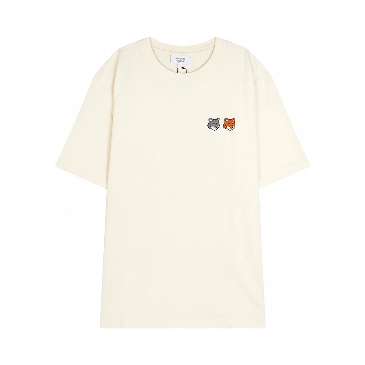 Maison Kitsune Double Fox Head Short Sleeve T-Shirt Latte