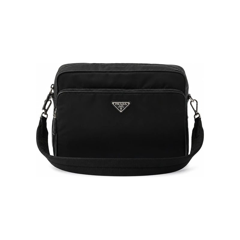 PRADA Re-Nylon Saffiano Leather Crossbody Bag Black
