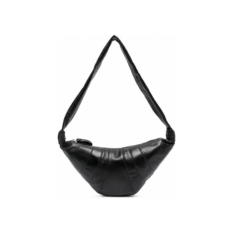 Lemaire Croissant Medium Leather Crossbody Bag Black
