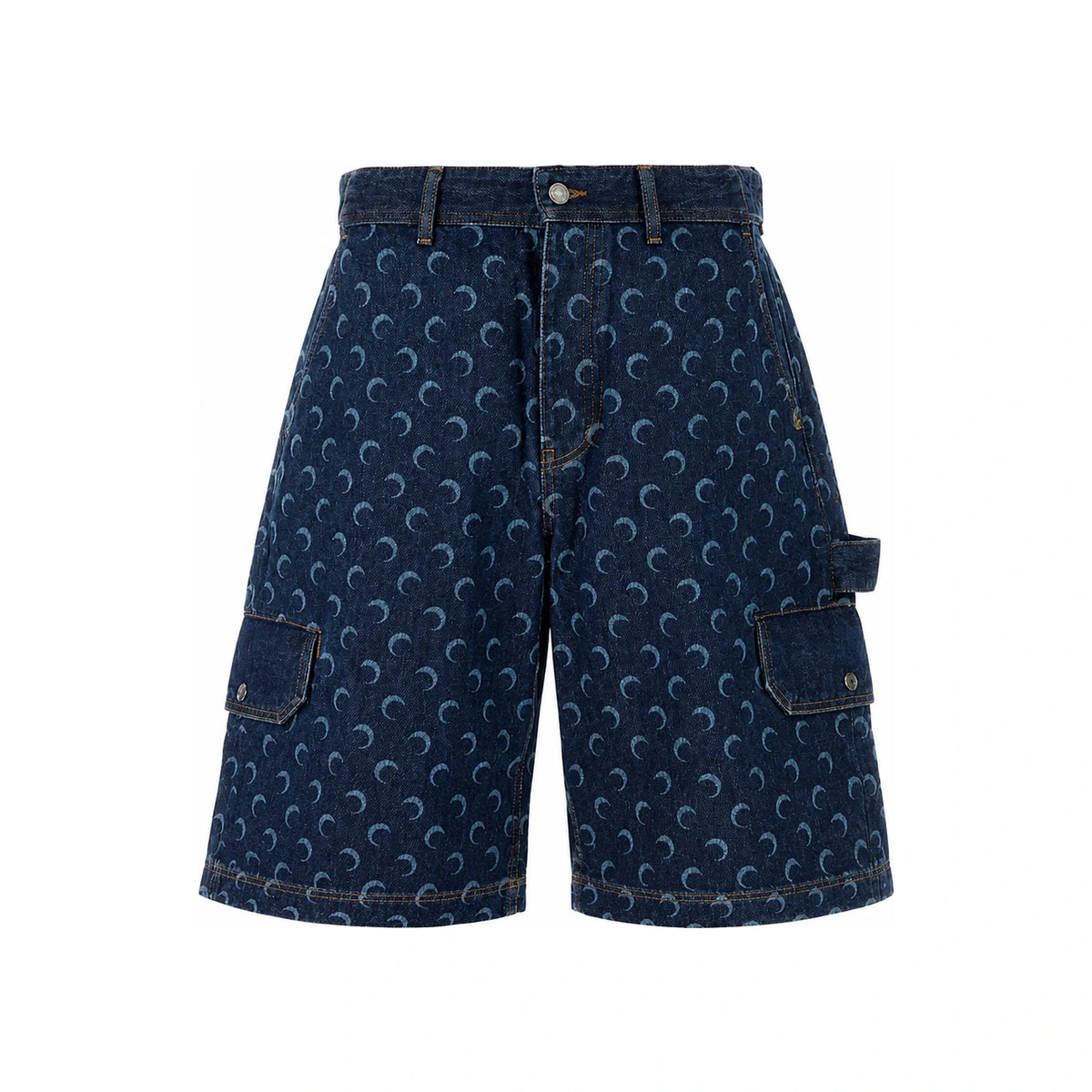 Marine Serre Midnight Blue Denim Short Shorts