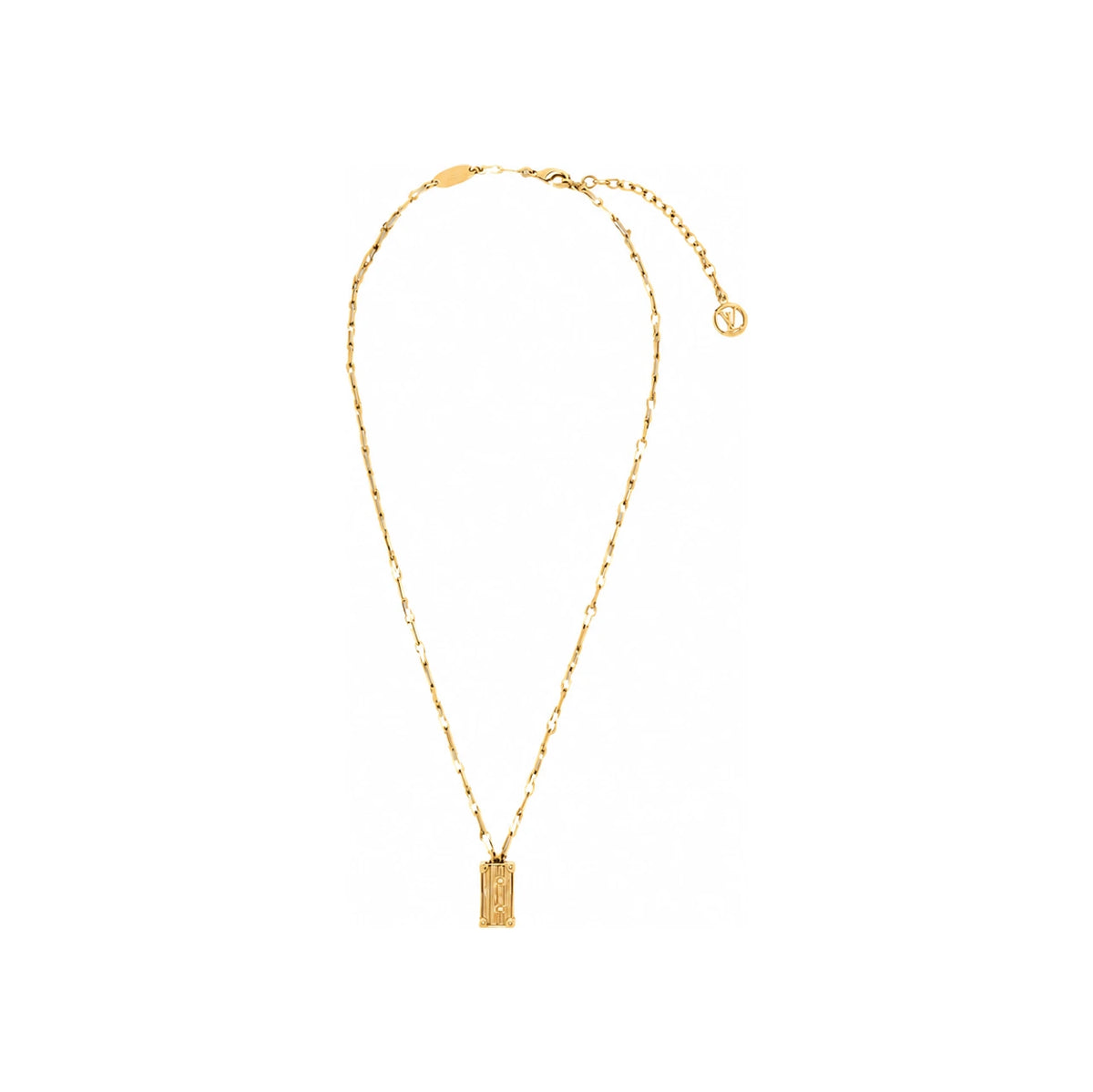 Louis Vuitton Gold-Tone Metal LV Trunk Pendant Necklace M03702