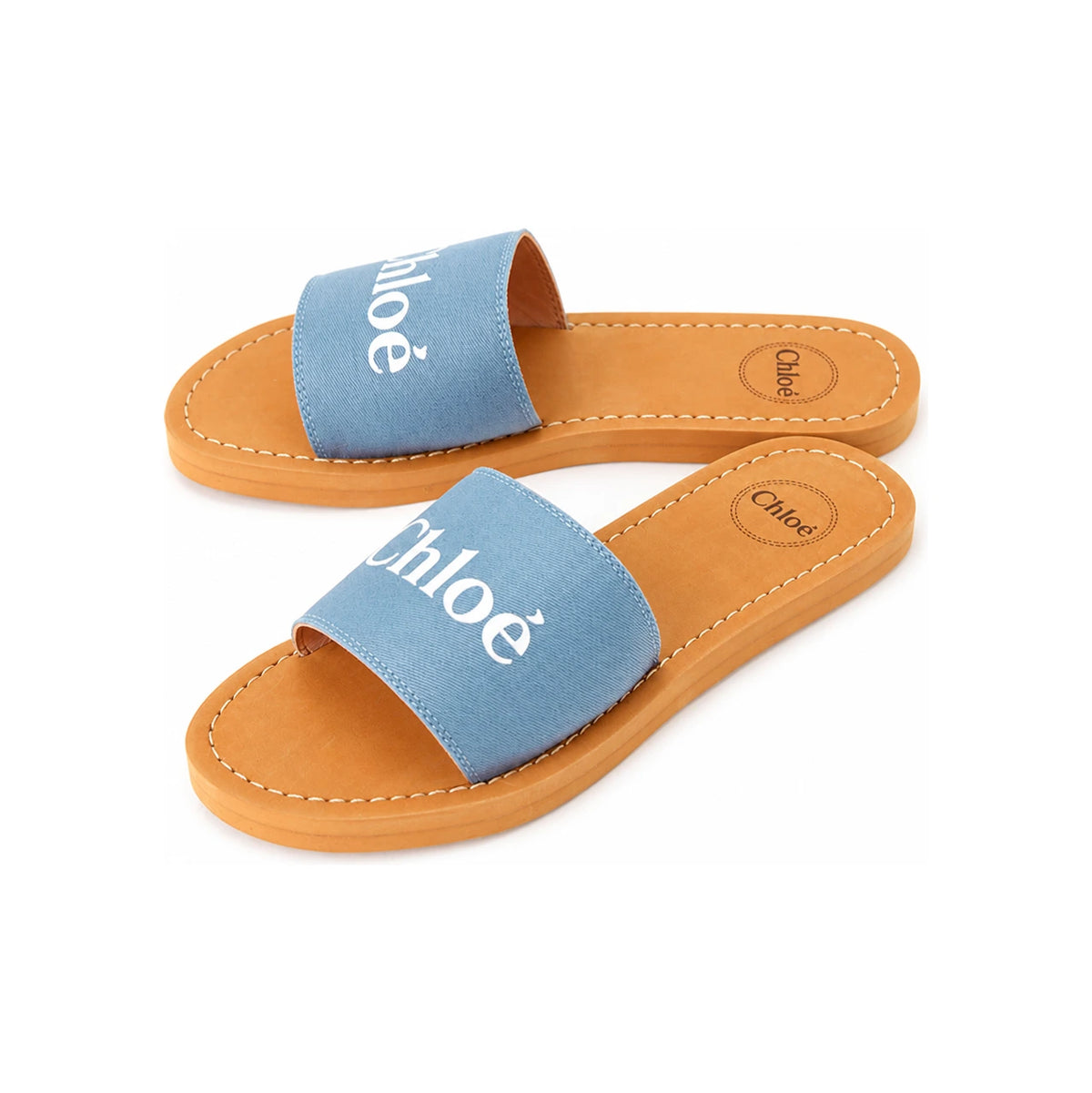 Chloe Kids Women Logo Strap Sandals Blue