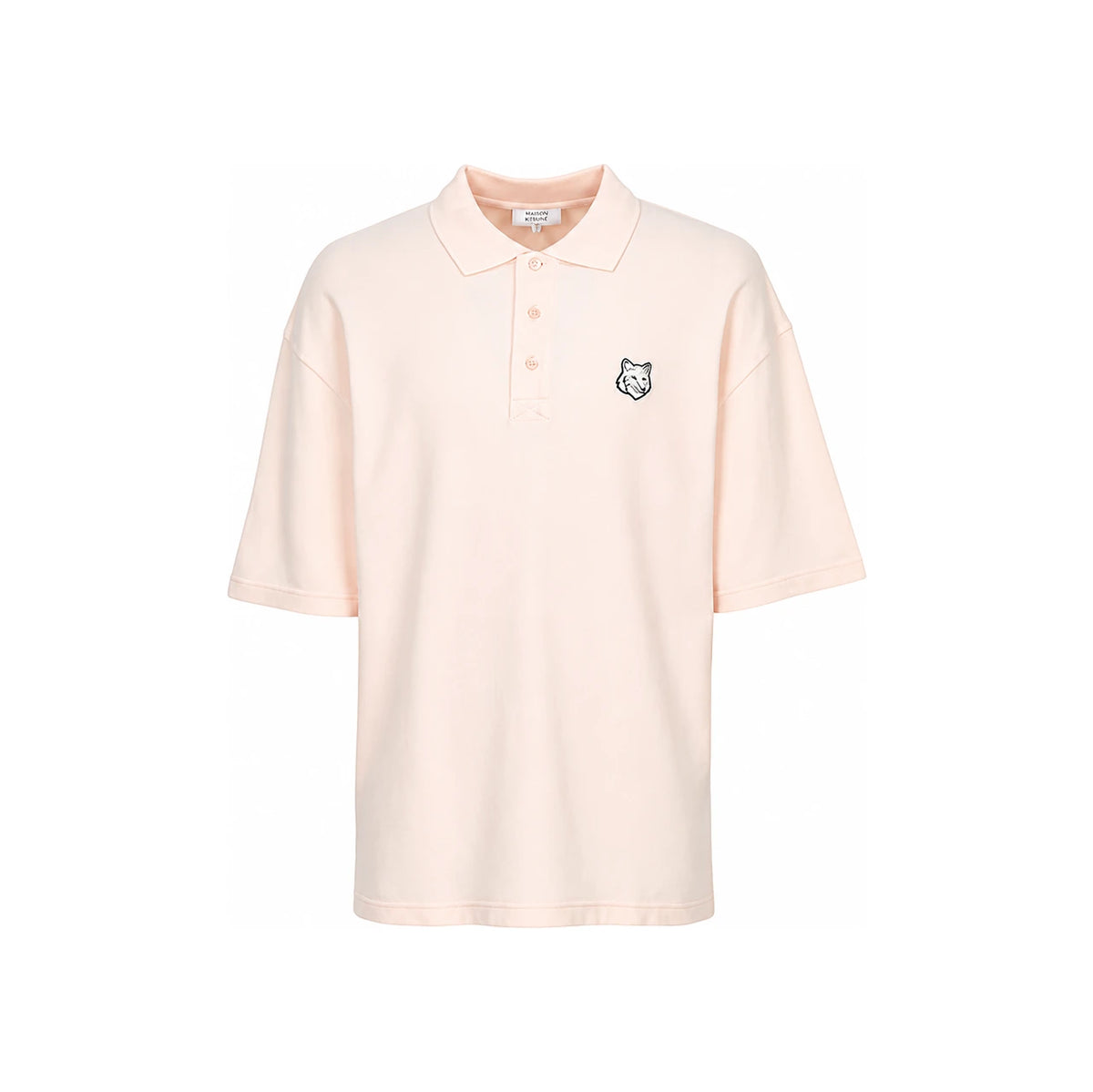 Maison Kitsune Fox Head Men’s Polo Short Sleeve T-Shirt Navy Cotton