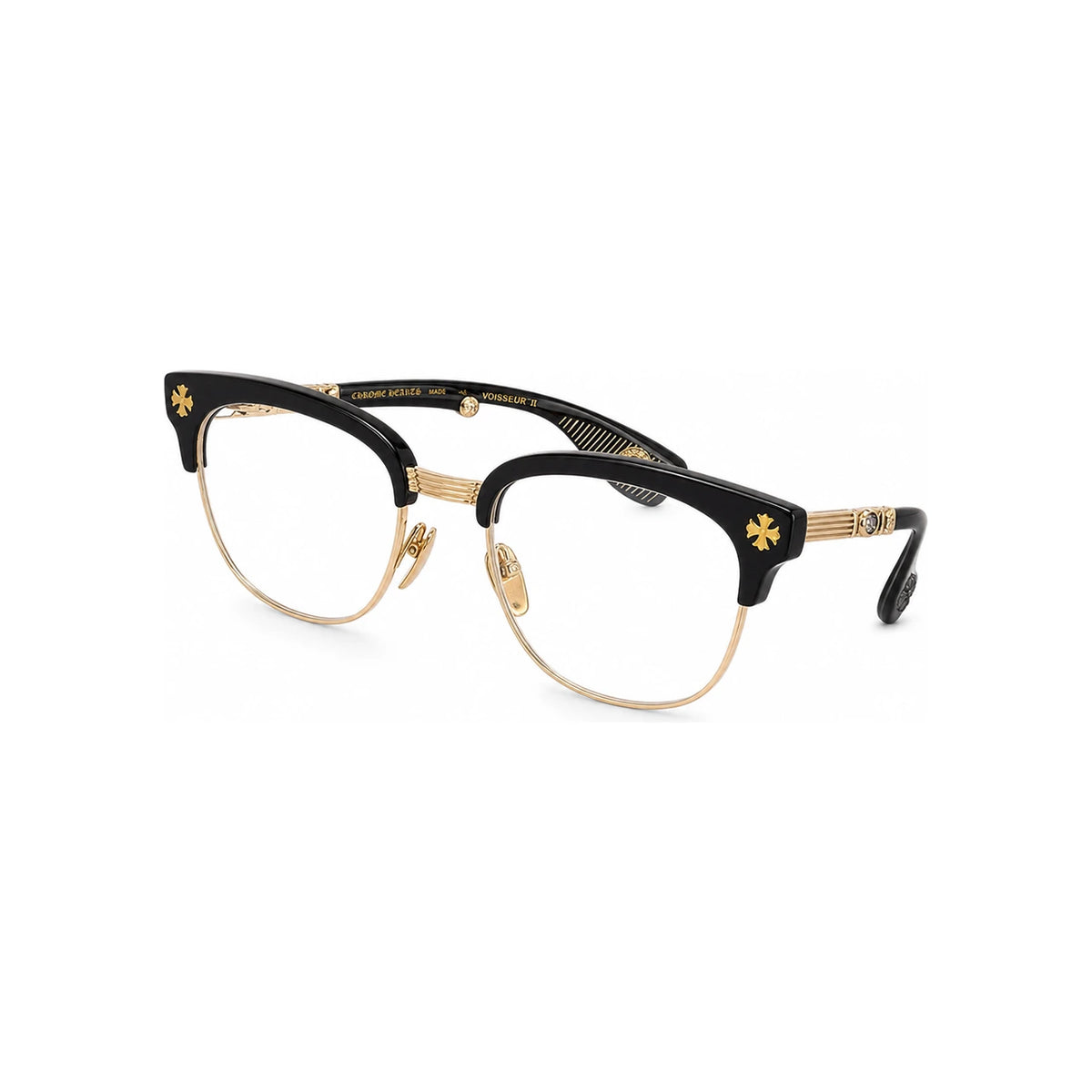 Chrome Hearts Black Gold-Tone Bonen Noisure II Eyeglasses