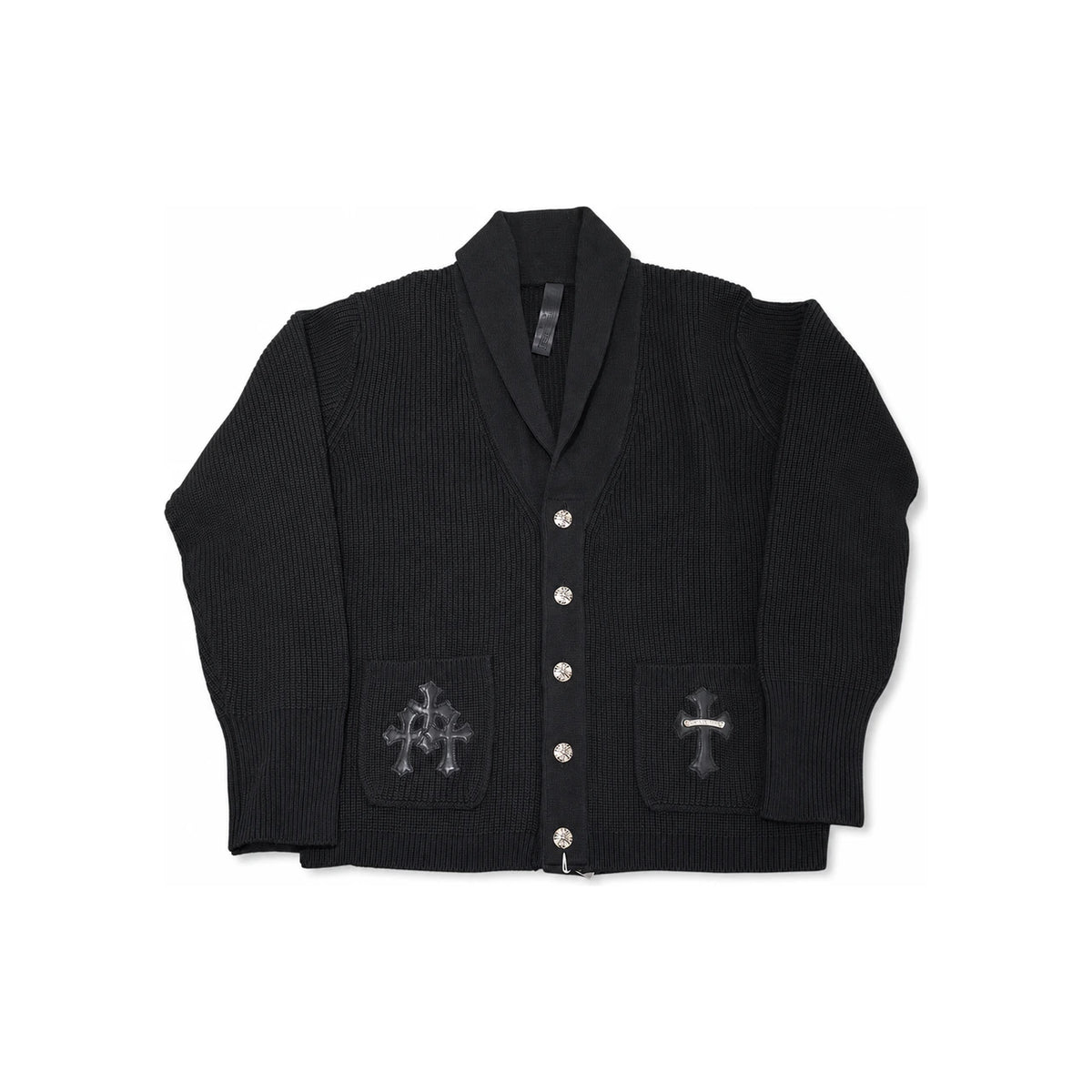 Chrome Hearts Black Cardigan with Dual Front Pockets