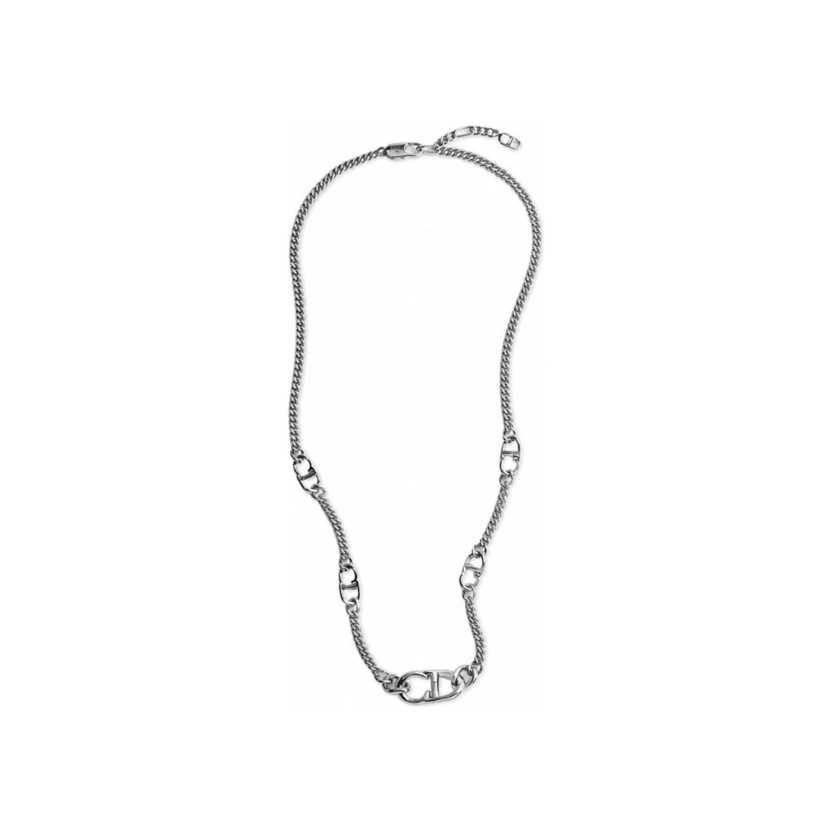 DIOR CD Icon Slim Chain Link Necklace Silver-Tone Brass N3793HOMMT D000