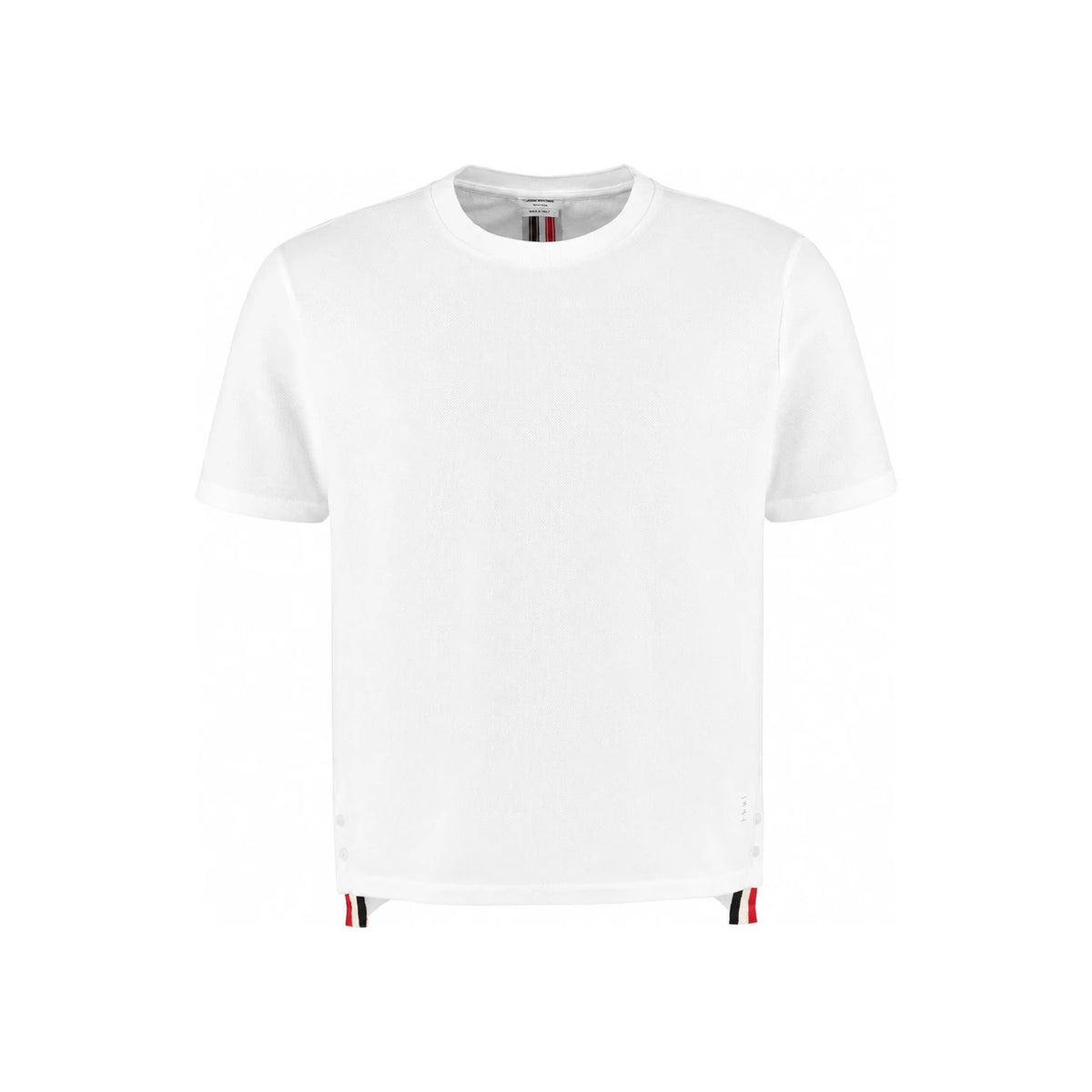 THOM BROWNE White Cotton Short Sleeve T-Shirt