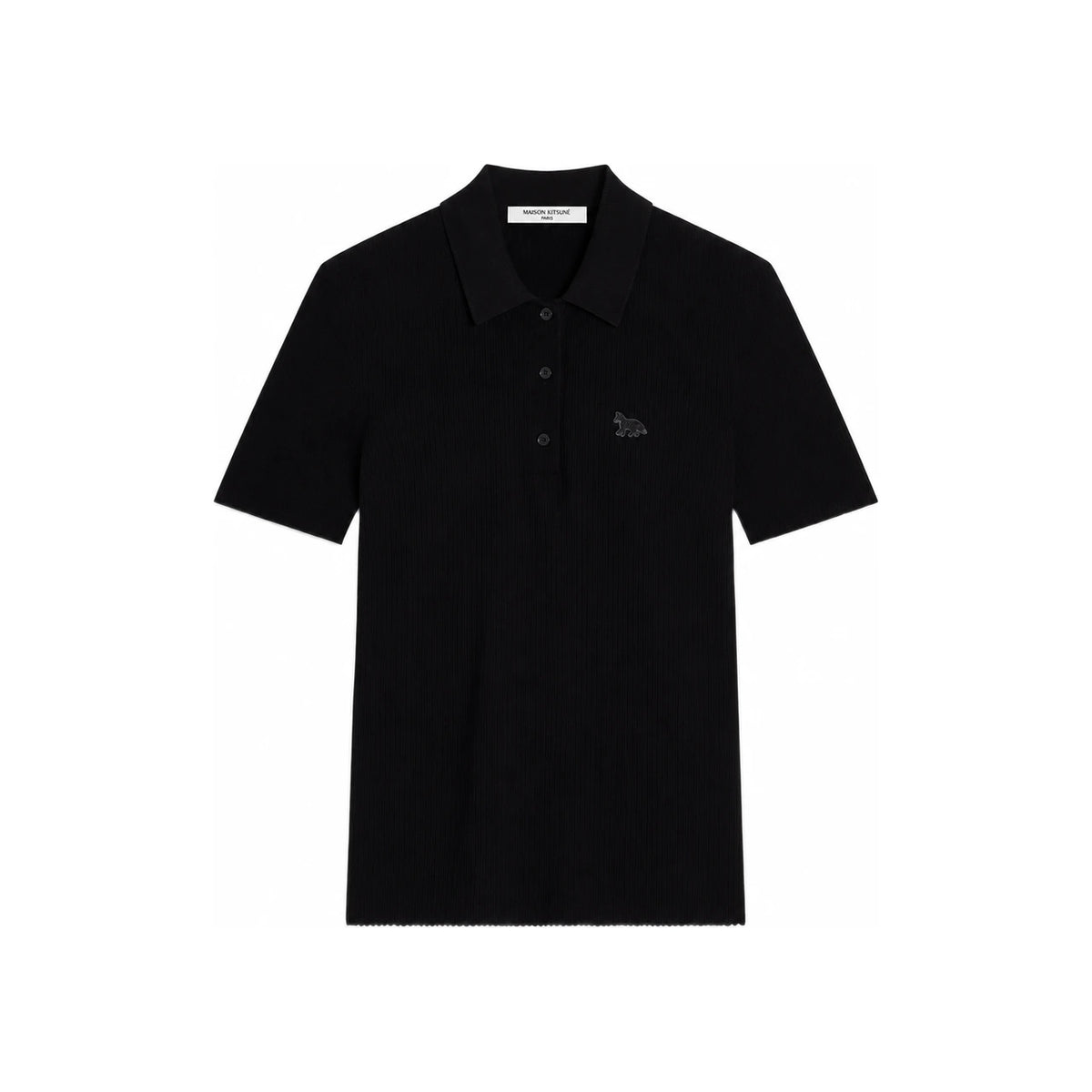 Maison Kitsune Baby Fox Pleats Rib Polo Tee White