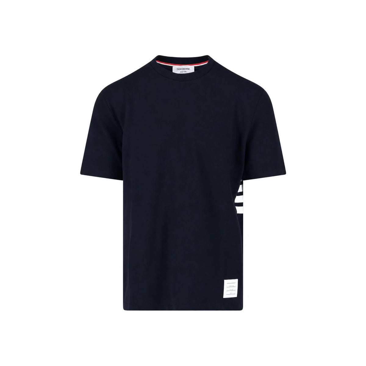 THOM BROWNE Navy Diagonal Stripe Logo Short Sleeve T-Shirt