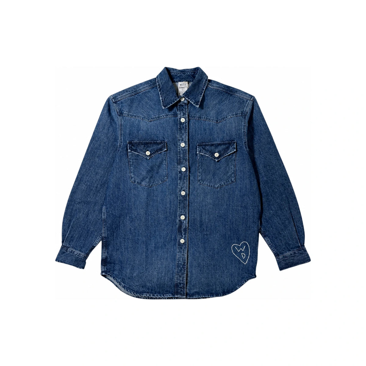 Wild Donkey TRISH Denim Long Sleeve Shirt Navy