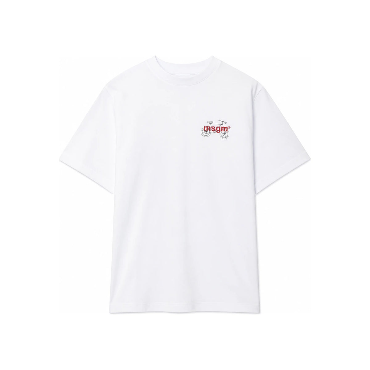 MSGM BIKE Life Graphic Print T-Shirt White Men's Cotton