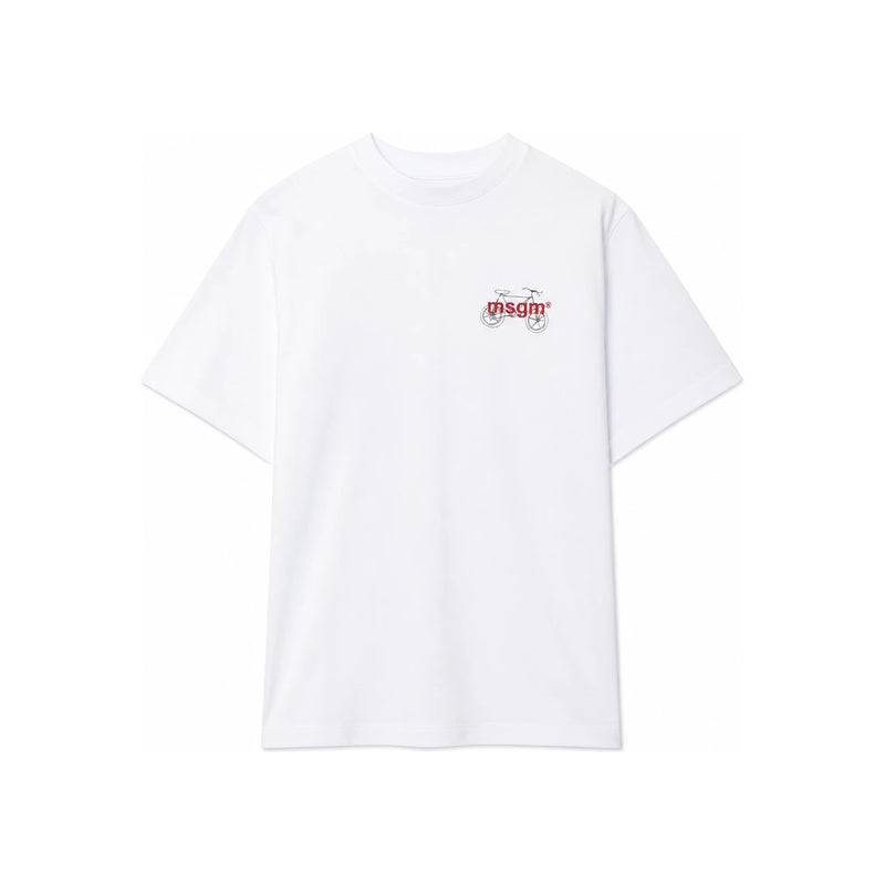 MSGM BIKE Life Graphic Print T-Shirt White Men's Cotton