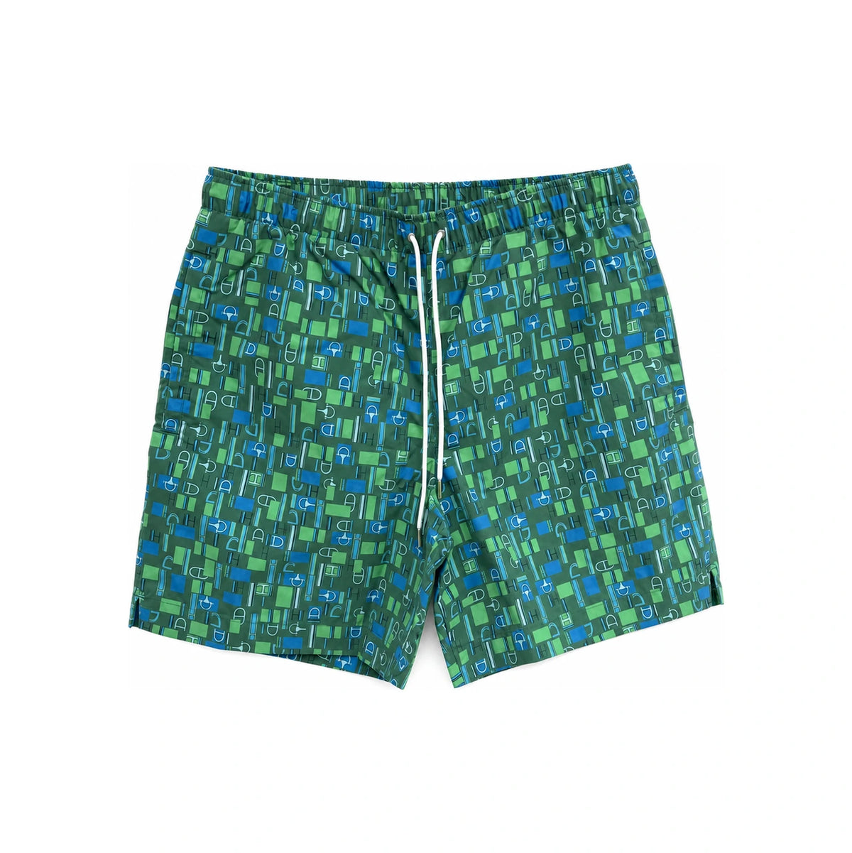 HERMES Metal au Carre Swim Trunks Green Blue