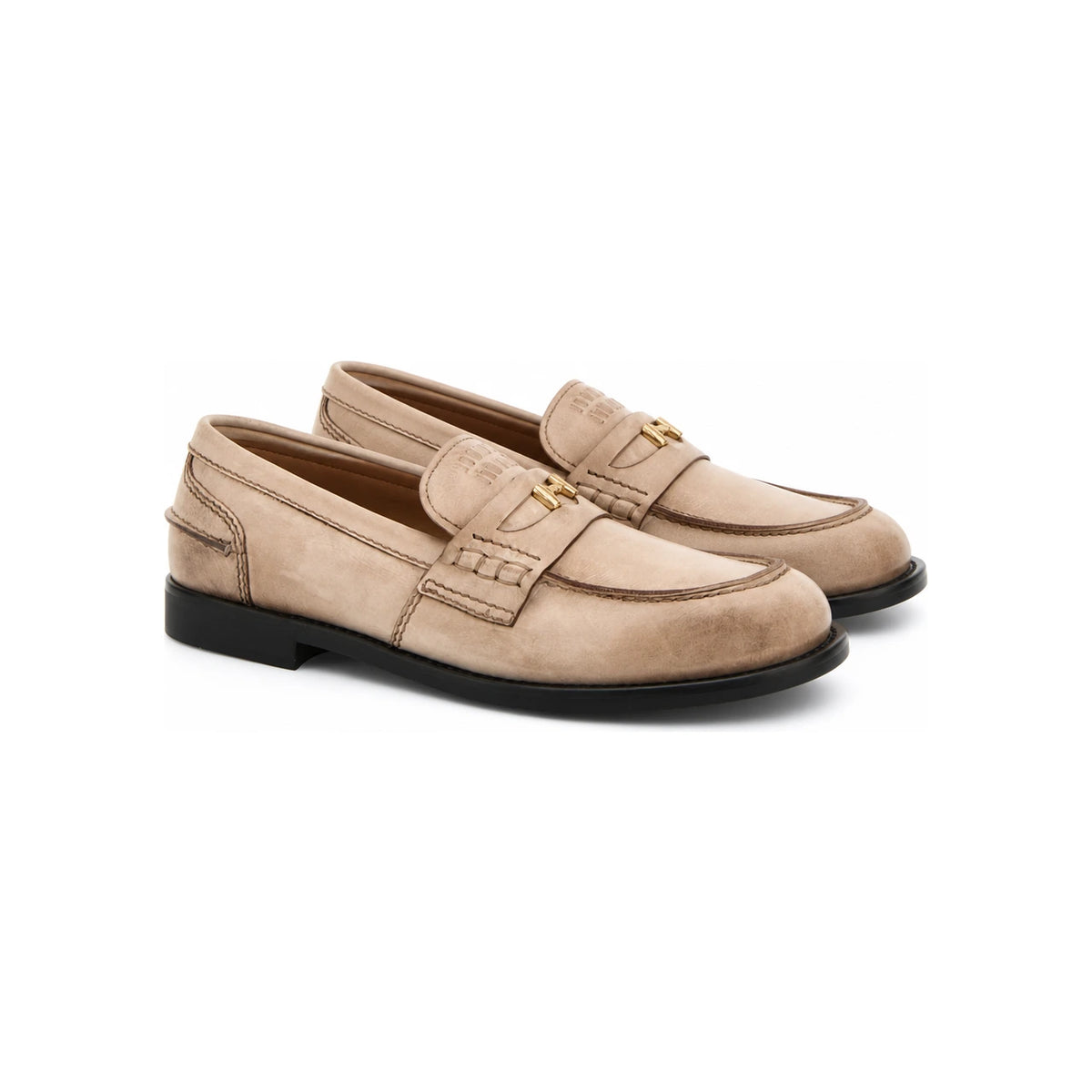 Miu Miu Leather Loafers Women’s Black Classic Slip-On Shoes