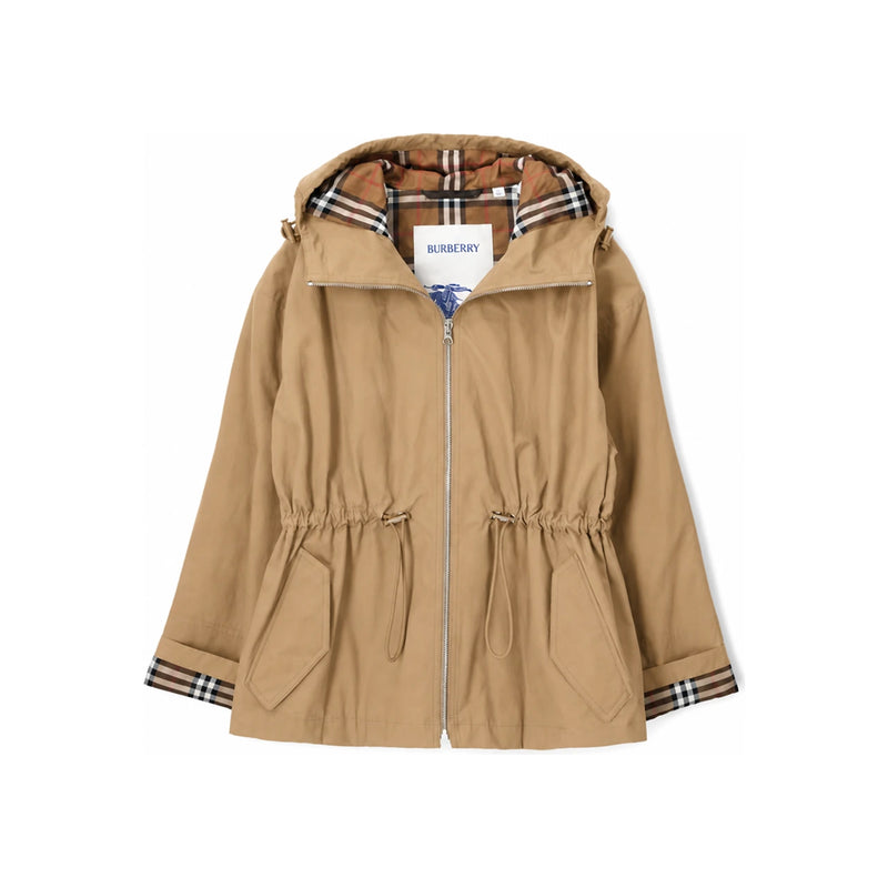 BURBERRY Beige Medley Drawstring Hooded Windbreaker Jacket Women