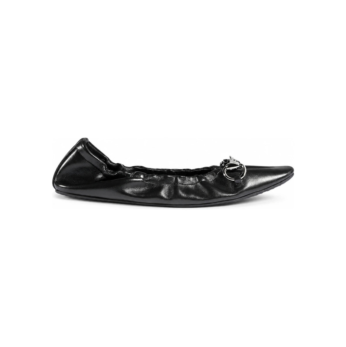 GUCCI Black Leather Flat Shoes