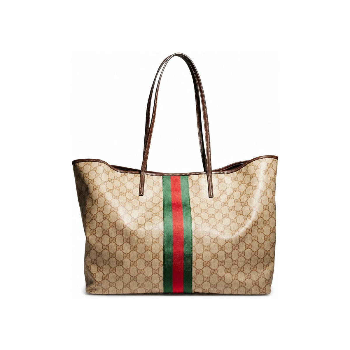 GUCCI Tribeca Large Tote Bag Beige Leather Top Handle Tote