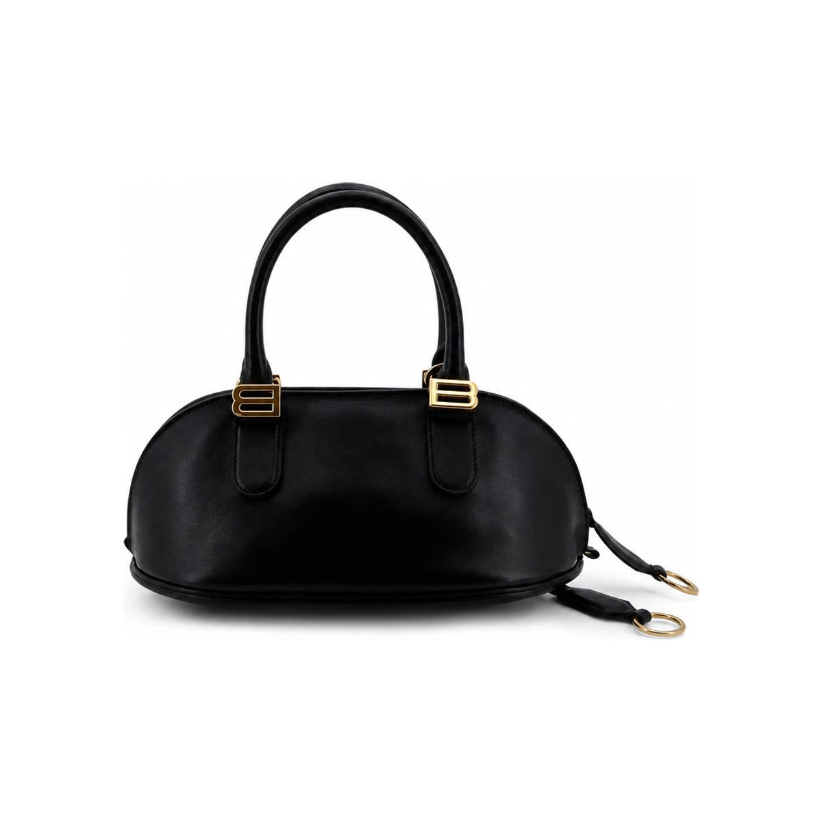 BALENCIAGA Bolero Bowling Tote Bag Black Leather