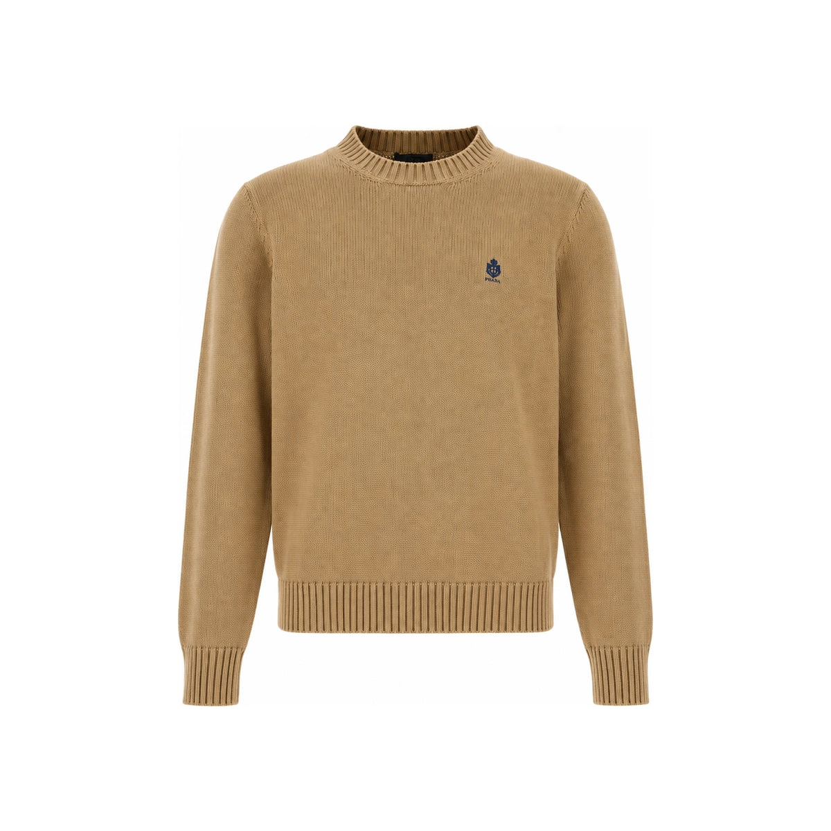 PRADA Black Wool Round Neck Knit Sweater for Men