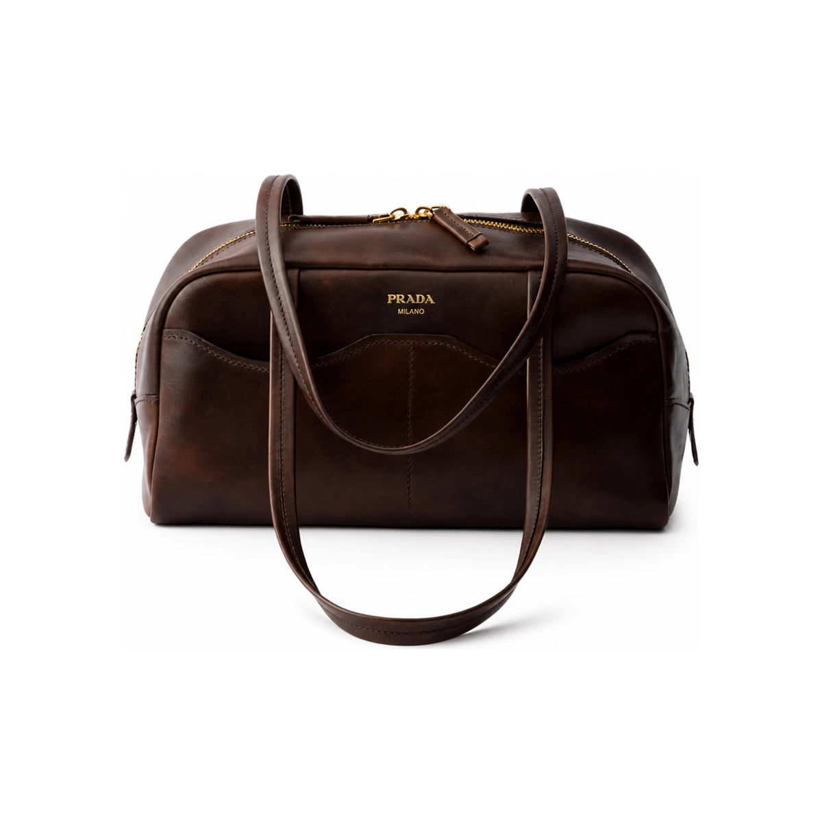 PRADA Brown Leather Shoulder Bag